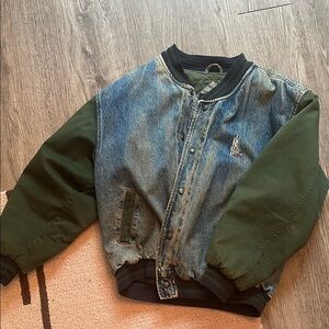 Denim and Green Bomber Jacket